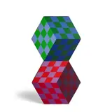 Victor Vasarely, Axo, 1978, Acrylic painted wood multiple, double sided, presumably signed, faded numbering in ink