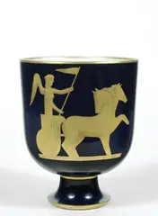 Vaso con Carro della Vittoria by Gio Ponti, porcellana in blu a gran fuoco e oro, offered Apr 2015