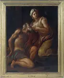 Giovanni Lorenzo Bertolotti, La Carità romana, cornice coeva in legno dorato.