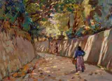Gino Romiti, Bagni di Lucca - Strada con figura