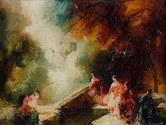 Mario Pobbiati, Paesaggio con figure