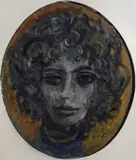 Ugo Capocchini, Ritratto, 1976, cornice realizzata dal pittore Nino Tirinnanzi appositamente per il dipinto (firmata al verso).Sul verso: firma