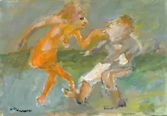 Figure by Mino Maccari, 1984, oil on canvas board, offered Dec 2014
