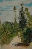 Telemaco Signorini, Strada di campagna, Siglato in basso a destra: TS. Sul verso: vecchi riferimenti all'artista.