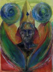 Il mago dei due mondi by Bruno Ceccobelli, 1996, sigla and titolo sul verso. Autentica on foto Archivio Ceccobelli, offered Dec 2014