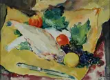 Gino Pozzi, Natura morta con pesce e frutti, 1952
