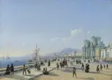 Carlo Bossoli, Lungomare di Palermo con Porta Felice, 1845