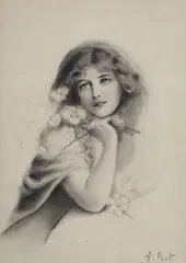 Etienne Adolphe Piot, Ritratto di donna con fiori