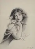 Etienne Adolphe Piot, Ritratto di donna con fiori