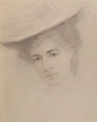 Donna con cappello by Fillide Levasti, pastelli on paper, offered Oct 2014