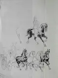 Carlo Casaltoli, Studio per carrozza e cavalli, ink and pencil on paper