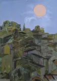 Paese by Renzo Grazzini, oil on compensato, offered Jul 2014