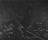 Carlo Böcklin, Notturno dopo la battaglia, 1970, Sul verso: firma e data; etichette Galleria Bressa