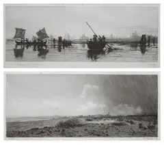 John Henry Bradley, Coppia di stampe, all'etching:A) Viareggio
