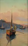 Raffaello Torre, Pescatore in barca sul lago, 1913