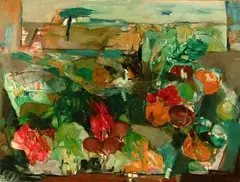 Natura morta e paesaggio by Ilio Fiorini, offered Jul 2014
