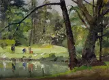 Alfonso Corradi, Paesaggio lacustre con figure