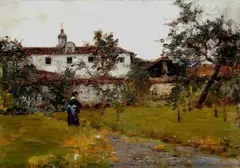 Clemente Pugliese Levi, Tramonto in campagna, 1885