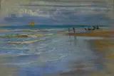 Francesco Fanelli, Sulla spiaggia (fronte); Ritratto (verso)