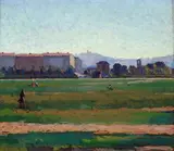 Paesaggio by Valentino Ghiglia, oil on cardboard, offered Feb 2014