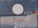 Bruno Saetti, La luna vicino alla chiesa, 1973