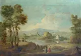 Renato Zini, Paesaggio con lago e figure