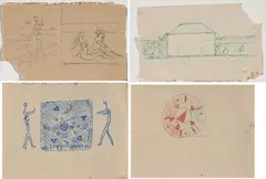 Quattro studi by Moses Levy, inchiostro and pennarello on paper, offered Nov 2013