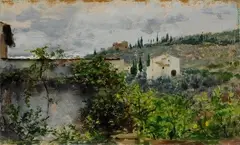 Paesaggio fiorentino by Francesco Vinea, 1880, offered Nov 2013