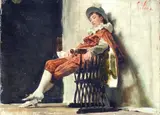 Francesco Vinea, Figura seduta in abiti settecenteschi