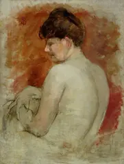 Telemaco Signorini, Donna di spalle, Siglato in alto a sinistra: TS.Bibliografia: Anna Franchi
