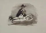 Mino Maccari, Il giudice, ink acquerellata on paper