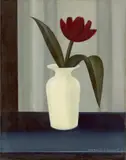 Anton Räderscheidt, Stillleben mit roter Tulpe, 1923, Öl auf Pappe