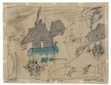Lyonel Feininger, Tanz im Dorfe, 1918, Aquarell und Tuschfeder auf Bütten