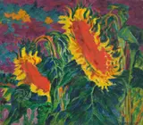 Philipp Bauknecht, Zwei Sonnenblumen (Sonnenblumen), Um 1928, Öl auf Jute