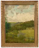 Hans Thoma, Glücklicher Sommertag in Marxzell, 1915, Öl auf Holz