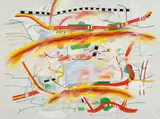Peter Brüning, Ohne Titel, 1964, Öl und Farbkreide auf Leinwand