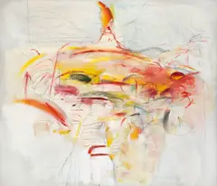 Komposition 6/64 by Peter Brüning, 1964, Öl und Farbkreide auf Leinwand, doubliert, sold Nov 2015