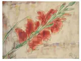 Rote Gladiole by Christian Rohlfs, 1932, Wassertempera und Farbkreiden auf Fabriano-Velin, auf mit Stoff bespannten Karton aufgezogen, sold Nov 2014