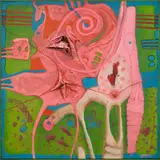 Uwe Lausen, Ohne Titel (Relief Nr. 4, Die Gattung Mensch), 1964, Öl und Collage auf Leinwand, im Künstlerrahmen