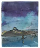 Küstenlandschaft mit Segelbooten by Emil Nolde, Aquarell und Tuschfeder auf Japan, sold Nov 2013