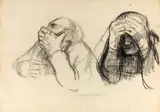 Nachdenkender Mann by Käthe Kollwitz, Um 1921, Tuschpinsel, weiß gehöht, und Kreide auf Papier, sold Nov 2013