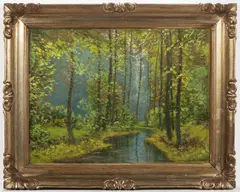 Karel Schadt, Forest Interior, First half of 20th century, oil on cardboard