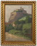 Augusta Wilhelmine Reichelt, Castle on a Rock, Second half of 19th century, oil on canvas on cardboard