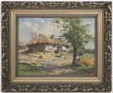 František Daněk-Sedláček, Village Houses, 1932, oil on canvas on cardboard