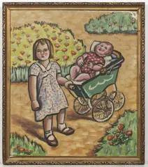 Jaroslav Herbst, Girl with a Doll, 1932, oil on cardboard
