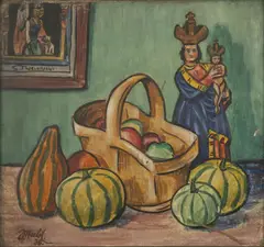 Jaroslav Herbst, Still Life with Folk Madonna, 1936, oil on plywood