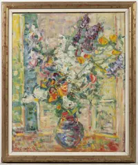 Flower Bouquet by Bohumír Dvorský, 1968, oil on canvas, sold Mar 2025