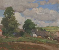 Václav Malý, Village Houses, First third of 20th century, oil on cardboard