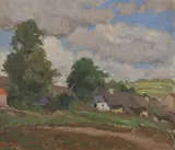 Václav Malý, Village Houses, First third of 20th century, oil on cardboard