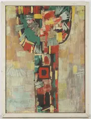 Václav Bubeníček, Composition, 1968, oil tempera on canvas on wood